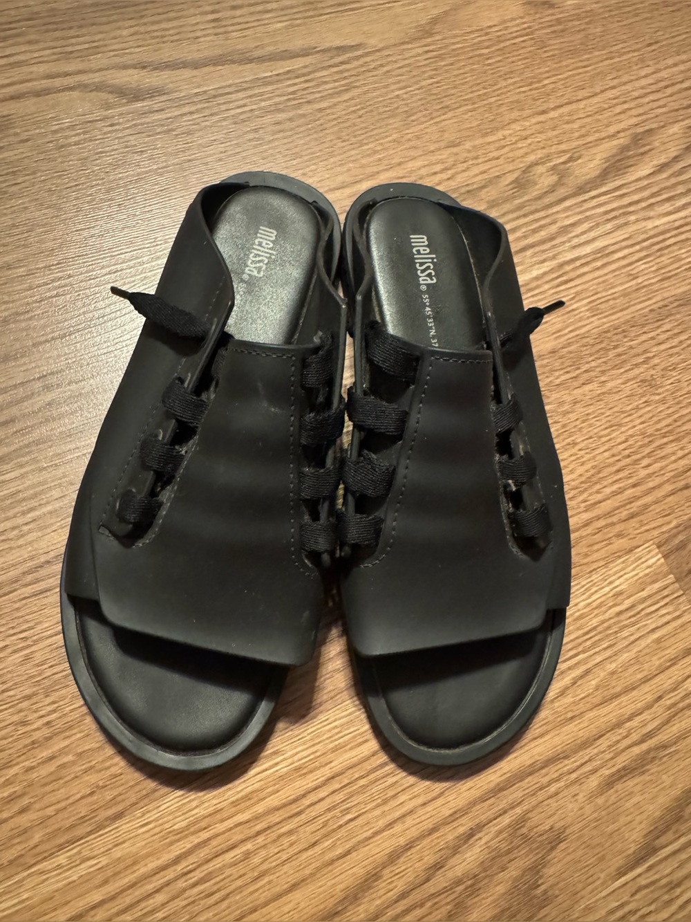 Melissa Black Lace-Up Slide Sandals